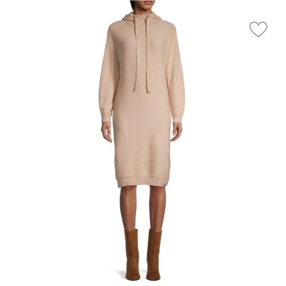 stitchdrop Dresses & Skirts - StitchDrop Camel Tan Midi Hooded Sweater Dress Size S